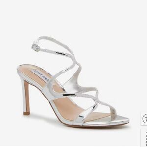 Size 8W Steve Madden Silver Strappy Heels